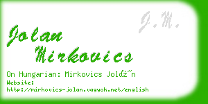 jolan mirkovics business card